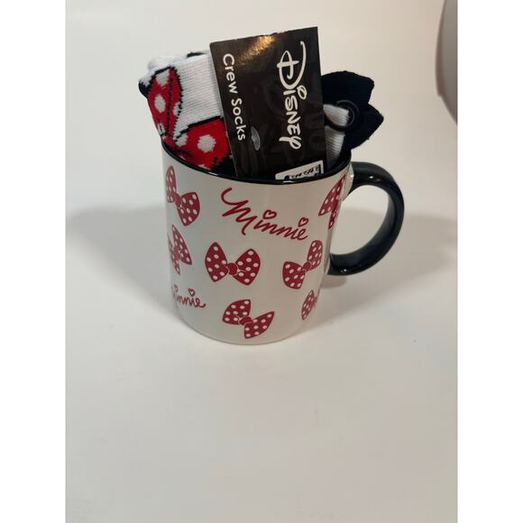 Disney Minnie Mouse Mug & Crew Socks Gift Set – White/Red/Black - Picture 1 of 8